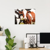 Close-up Gezicht van Rode, Witte Holstein Dairy Ko Poster (Thuiskantoor)