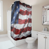 Close-up grunge Amerikaanse vlag. Douchegordijn (In situ)