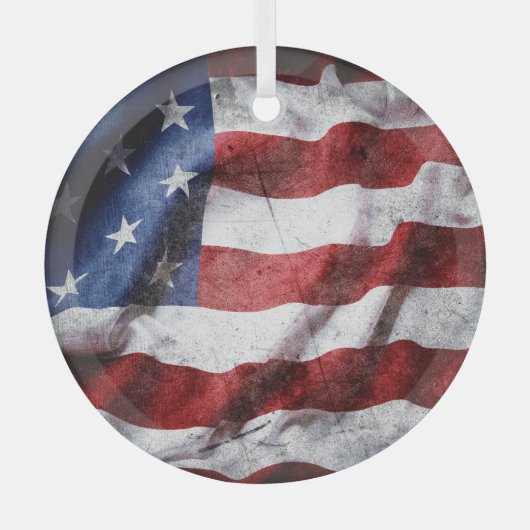Close-up grunge Amerikaanse vlag. Glas Ornament (Voorkant)