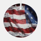 Close-up grunge Amerikaanse vlag. Glas Ornament (Achterkant)
