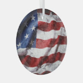 Close-up grunge Amerikaanse vlag. Glas Ornament (Voorkant Rechts)