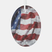 Close-up grunge Amerikaanse vlag. Glas Ornament (Voorkant links)