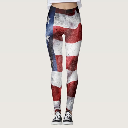 Close-up grunge Amerikaanse vlag. Leggings (Voorkant)