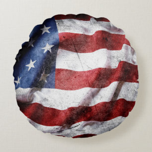 Close-up grunge Amerikaanse vlag. Rond Kussen