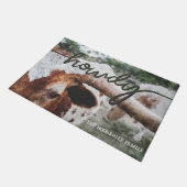 Close-up Impressionist geschilderd Longhorn Deurmat (Schuin)