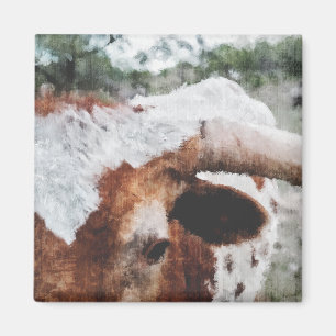 Close-up Impressionist geschilderd Longhorn Magneet