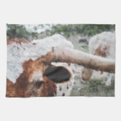 Close-up Impressionist geschilderd Longhorn Theedoek (Horizontaal)