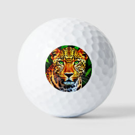 Close-up Jaguar Luipaard Gezicht met Groene Ogen Golfballen