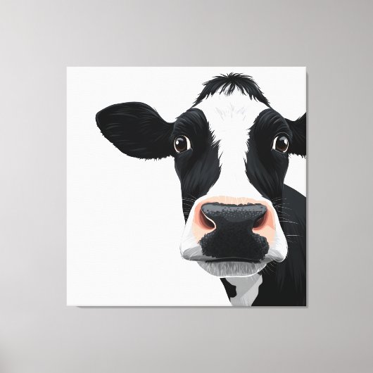 Close-up Koe Nieuwsgierigheid Canvas Afdruk (Voorkant)