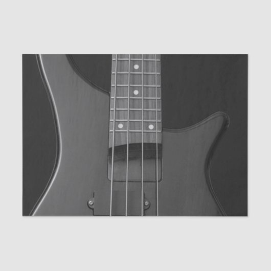 Close-Up Muziek Bass Gitaar Strings en Frets Tissuepapier (Voorkant)