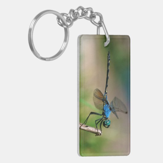 Close-Up Of A Blue Dragon Fly On A Branch Sleutelhanger (Voorkant Links)