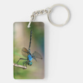 Close-Up Of A Blue Dragon Fly On A Branch Sleutelhanger (achterkant)