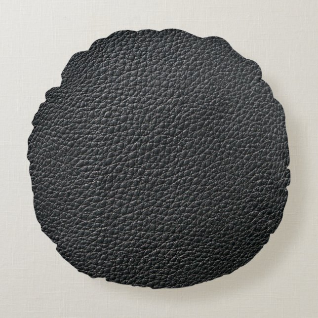 Close up of black leather texture and backgroundle rond kussen (Voorkant)