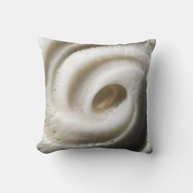 Close-Up of Creamy White Foam with Swirling Textur Kussen (Voorkant)