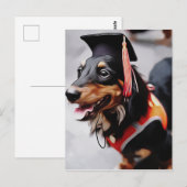 Close Up Of Dachshund Dog Wearing Graduation Hat P Briefkaart (Voorkant / Achterkant)