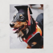 Close Up Of Dachshund Dog Wearing Graduation Hat P Briefkaart (Voorkant)