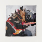Close Up Of Dachshund Dog Wearing Graduation Hat P Wandkleed (Voorkant (horizontaal))