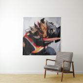 Close Up Of Dachshund Dog Wearing Graduation Hat P Wandkleed (In Situ (horizontaal))