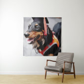 Close Up Of Dachshund Dog Wearing Graduation Hat P Wandkleed (In situ)