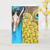 Close-up Peacock Kleuren Verjaardag Kaart (Gele Bloem)