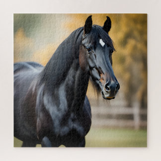 Close-up Portret van een zwart paard Legpuzzel
