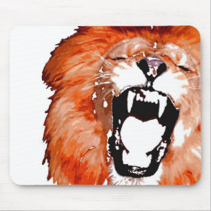 Close-up Roaring Lion Artwork Muismat