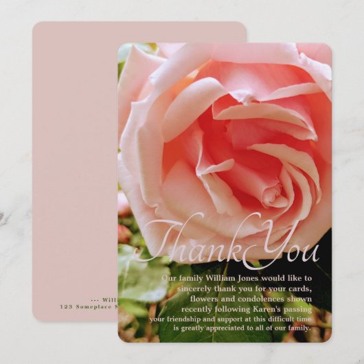 Close-up Roze Roze Dankuwelkaart Kaart (Voorkant / Achterkant)