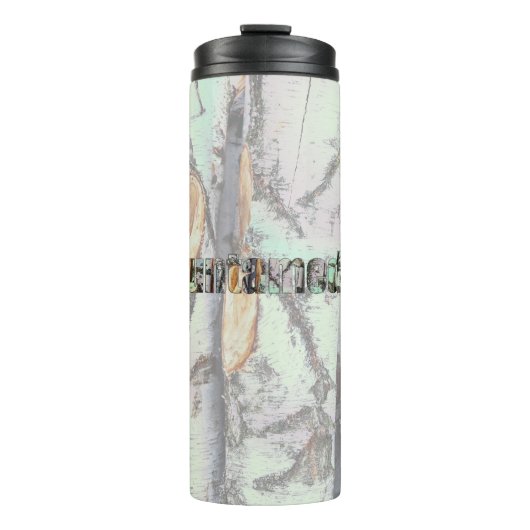 Close-up scene of birch log stumps, untamed thermosbeker (Voorkant)