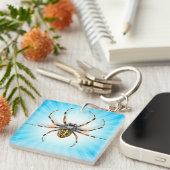 Close-up Spider Geïsoleerd-23983 Denim Jas Sleutelhanger (Voorkant Rechts)