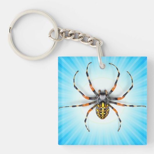 Close-up Spider Geïsoleerd-23983 Denim Jas Sleutelhanger (Voorkant)