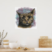 Close Up Tabby Cat Realistic Drawing Poster (Keuken)