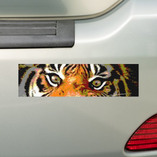 Close-up Tiger Eyes Auto Bumpersticker (Op auto)