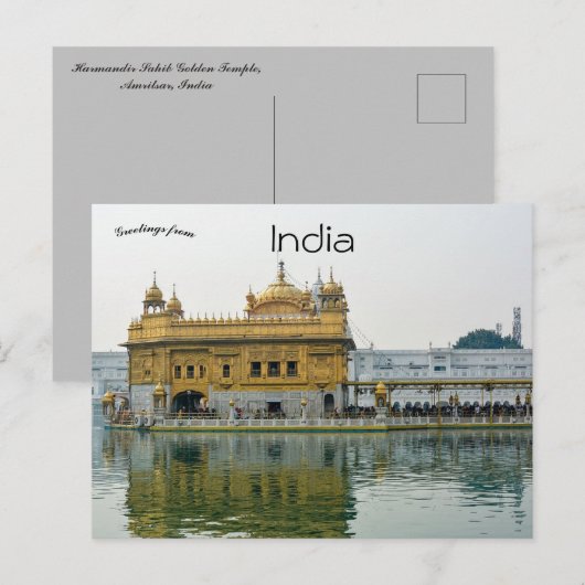 Close Up Uitzicht van de Gouden Tempel Amritsar Briefkaart (Voorkant / Achterkant)