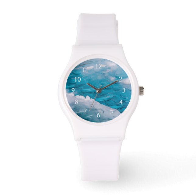 Close-up van blauwe ijs horloge (Voorkant)