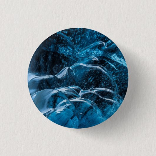 Close-up van blauwe ijsmuren ronde button 3,2 cm (Voorkant)