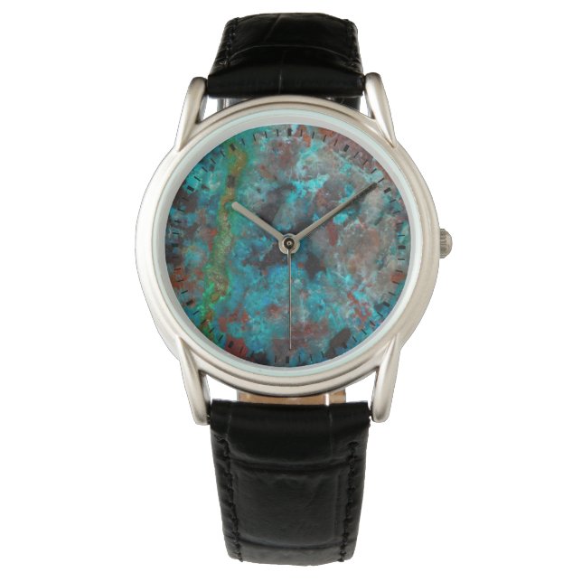 Close-up van blauwe Shattuckiet Horloge (Voorkant)