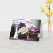 Close-up van Cupcakes Verjaardag Kaart (Gele Bloem)