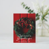 close-up van de kroon van Kerstmis het hangen op Feestdagenkaart (Staand voorkant)