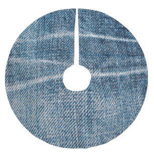 Close-up van denim doek. kerstboom rok