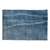 Close-up van denim doek. kussensloop (Achterkant)