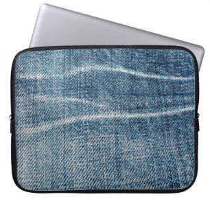 Close-up van denim doek. laptop sleeve