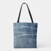 Close-up van denim doek. tote bag (Achterkant)