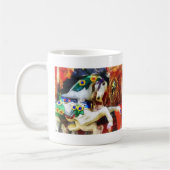 Close-up van draaimolenspaard koffiemok (Links)