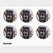 Close-up van een antieke camera ronde sticker (Vel)