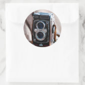 Close-up van een antieke camera ronde sticker (Tas)