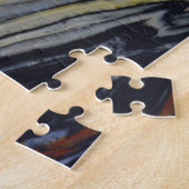 Close-up van een gestreepte jaspisplaat legpuzzel (Zijkant)