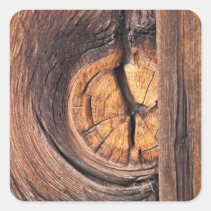 Close-up van een houten knoop, Californië Vierkante Sticker