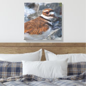 Close-up van een Killdeer strandvogel op de rotsen Canvas Afdruk (Insitu (Slaapkamer))
