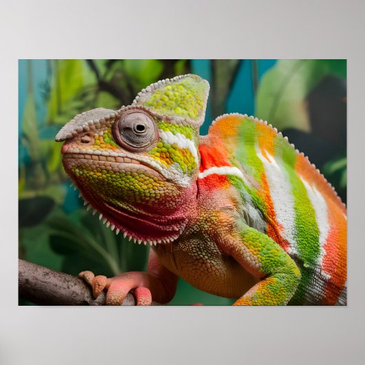 Close-up van een kleurrijke kameleon hagedis poster (Voorkant)