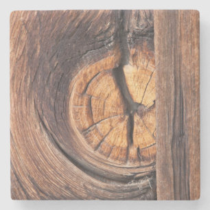 Close-up van een knoop in hout, Californië Stenen Onderzetter
